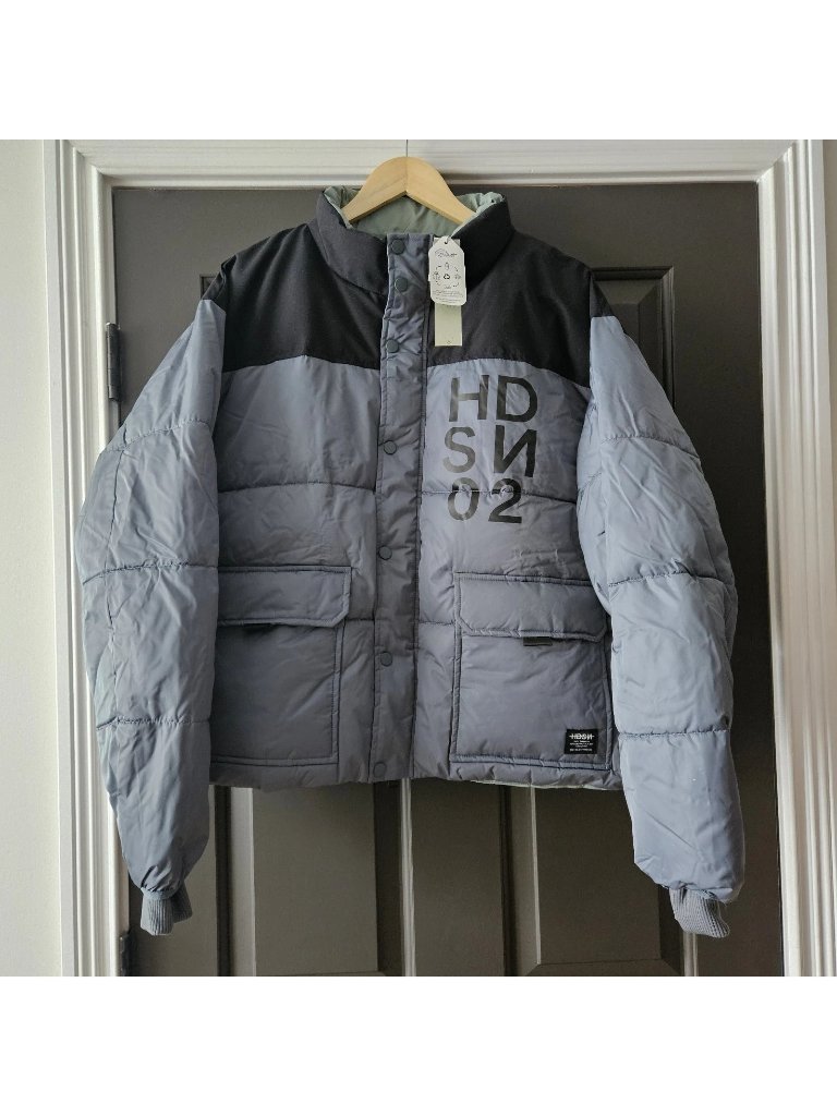 Hudson Jeans Puffer Jacket Mens Xl Quilted Stormy Gray Winter Outdoor New $358